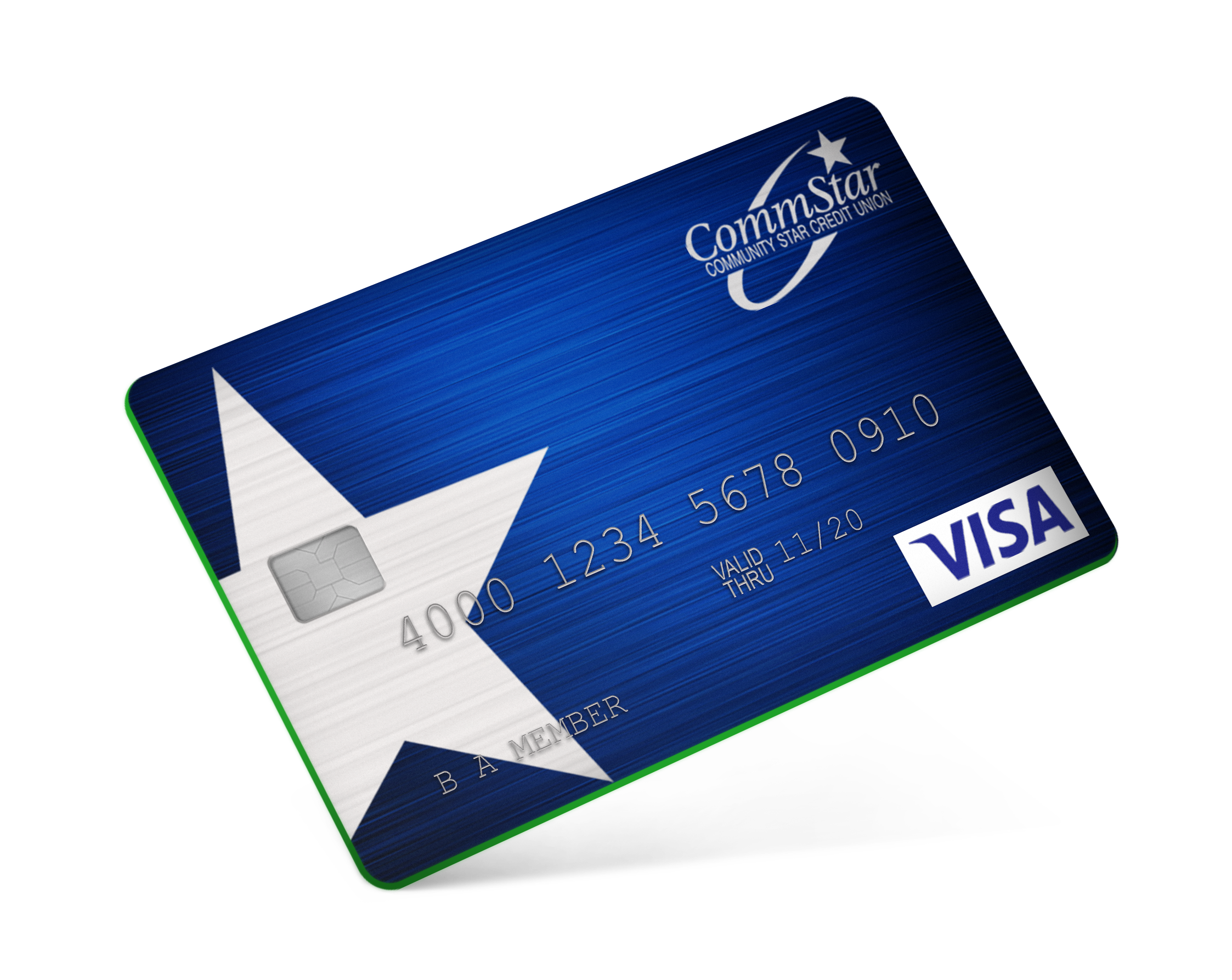 Image: blue and green credit card