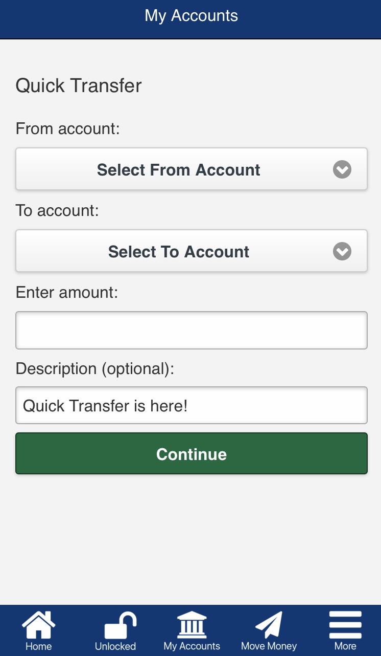 Image: screenshot of mobile app quick transfer screen
